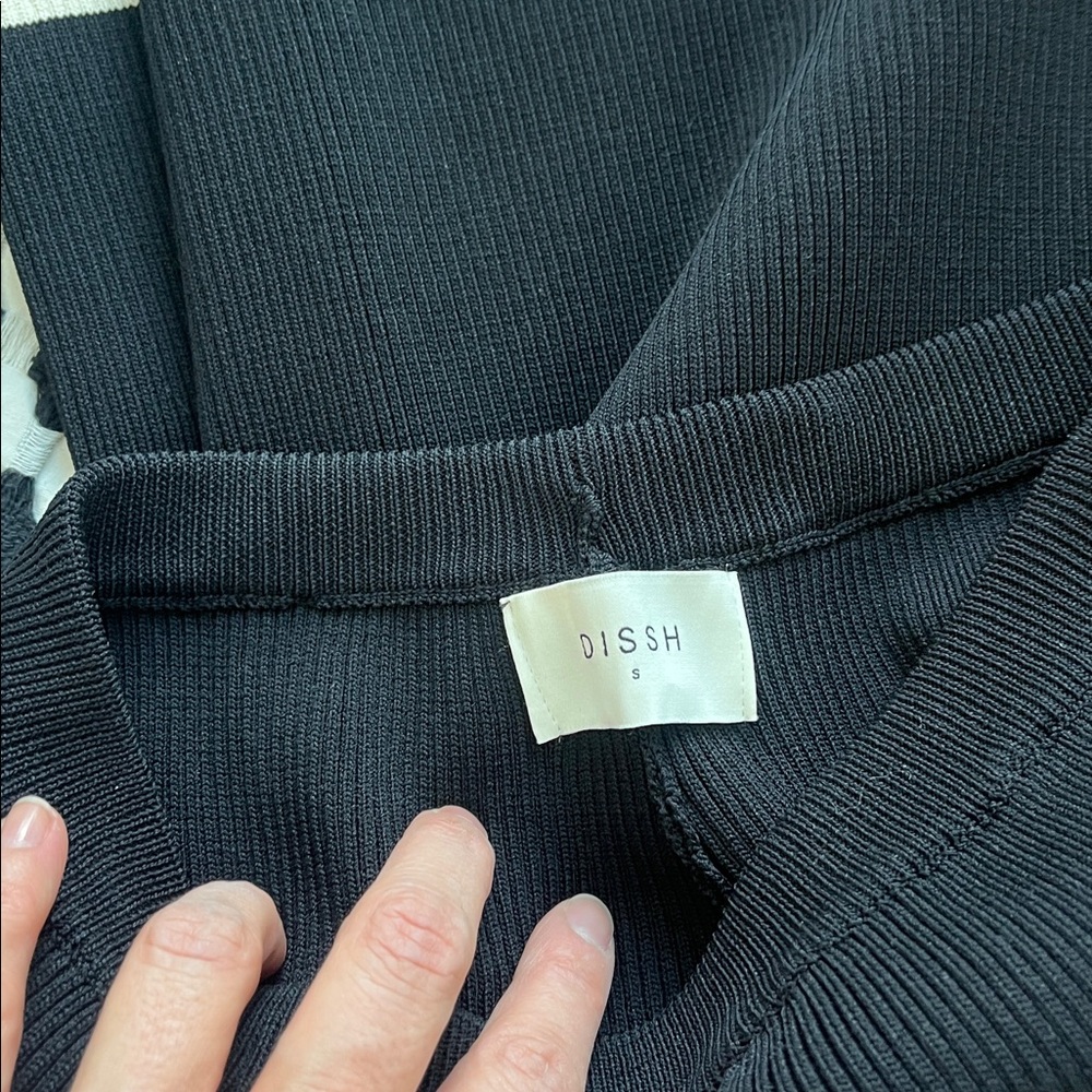DISSH Madison Black Contrast Jumper Pant Set Womens Small Knit Ribbed Two Piece - Picture 9 of 13